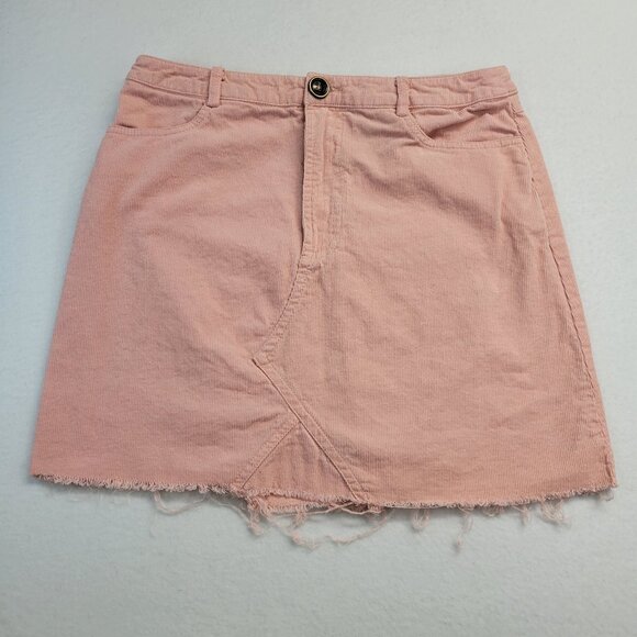 Altar'd State Size Medium Pink Corduroy Frayed Mini Skirt‎ Summer Flirty Pretty - Picture 1 of 7
